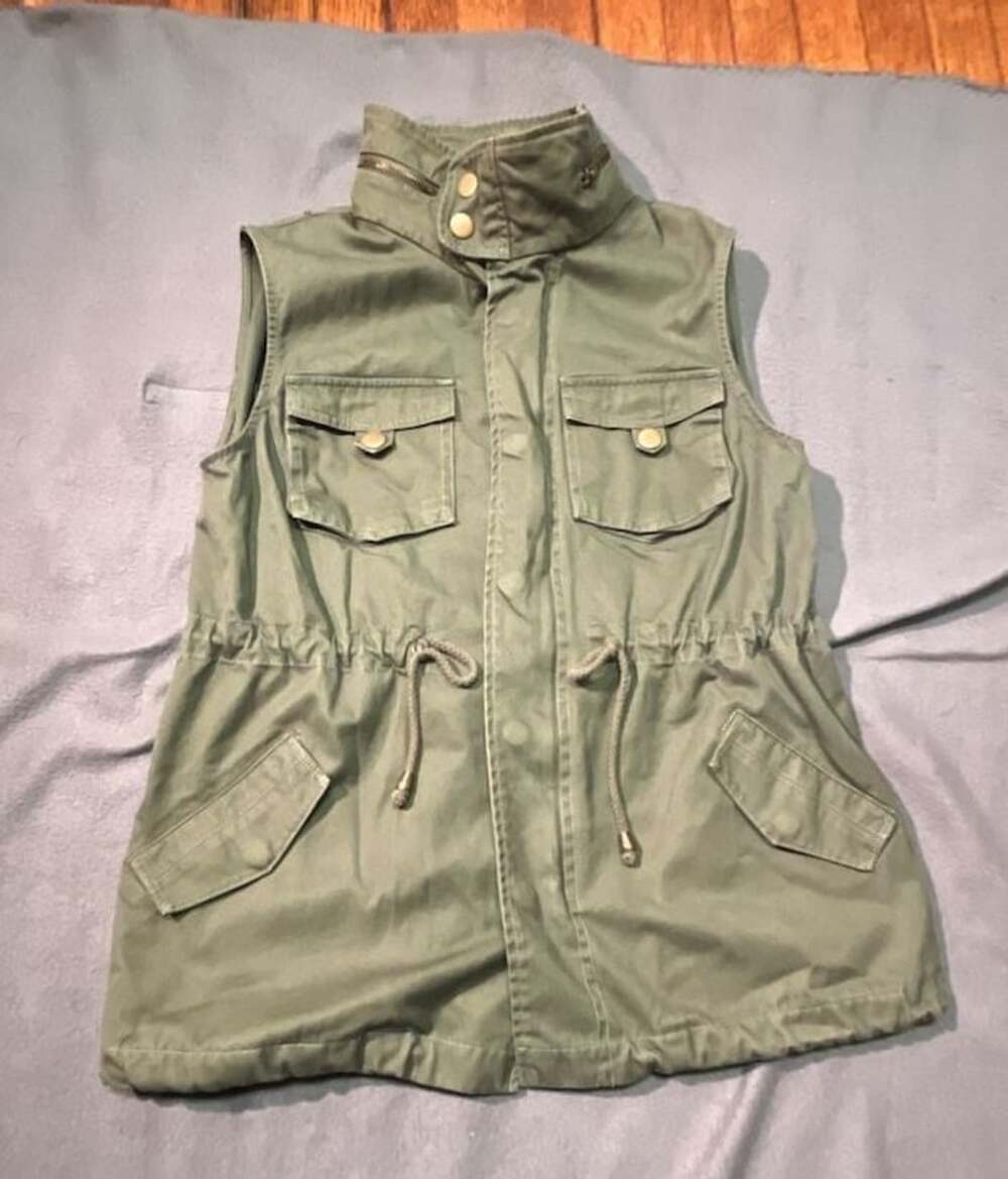 Pleione Utility Vest Size XSP Green Cargo Drawstring Jacket